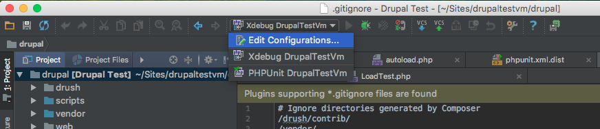 PHPUnit Edit configurations