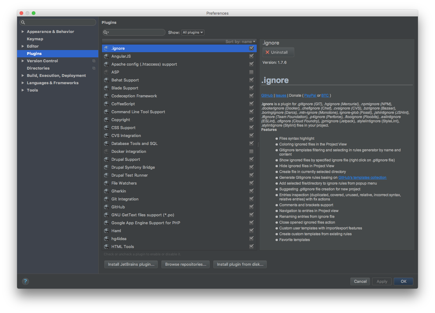 PhpStorm Plugin Settings